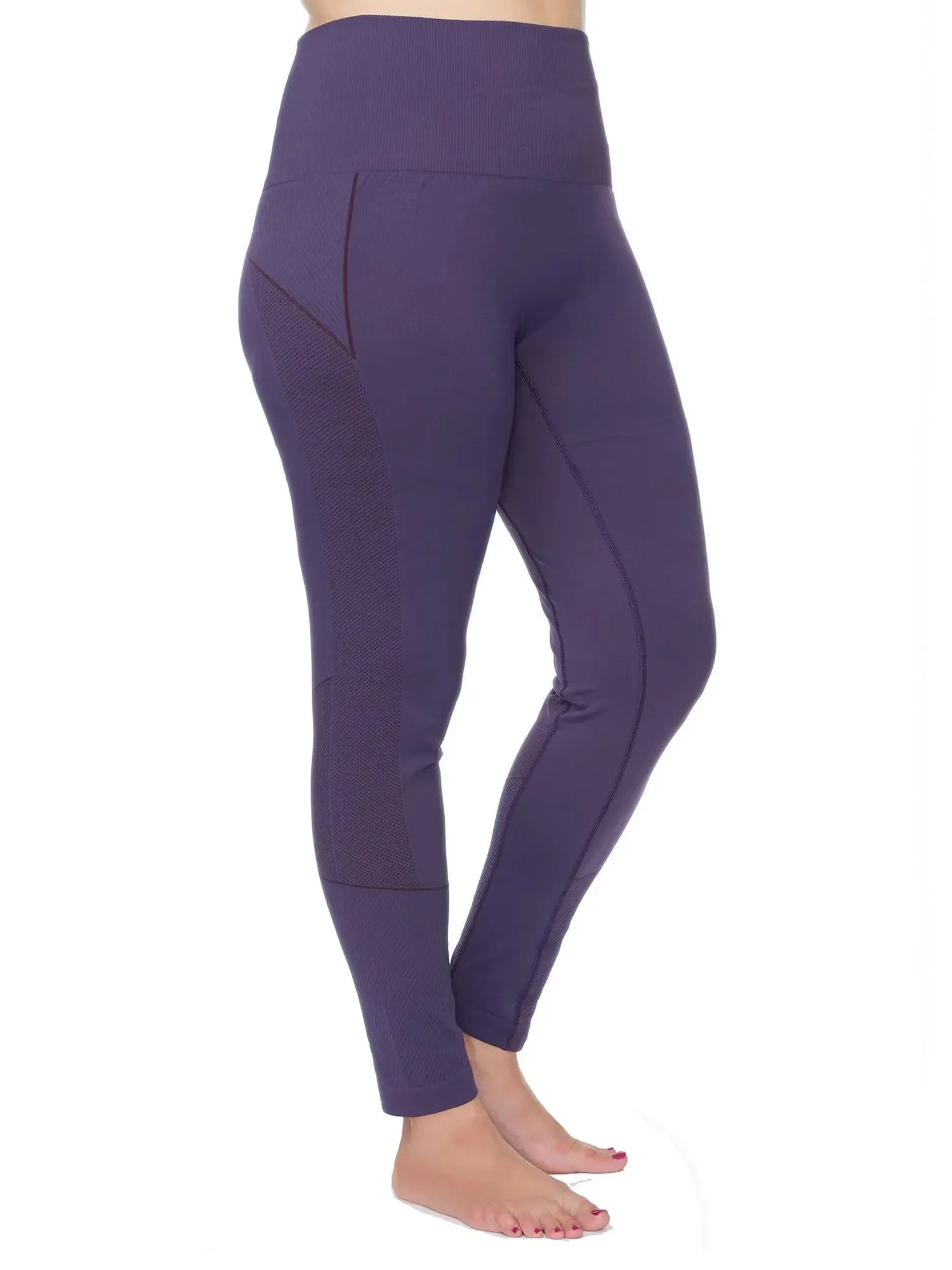 Women's Plus Active Seamless High Impact Fitness Legging with Stretch Compression in Purple